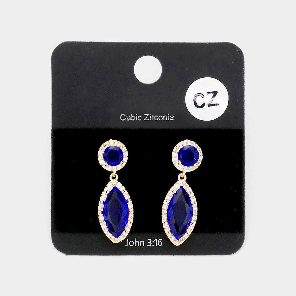 CZ Marquise Stone Dangle Evening Earrings - Jewelry Store by Erik Rayo