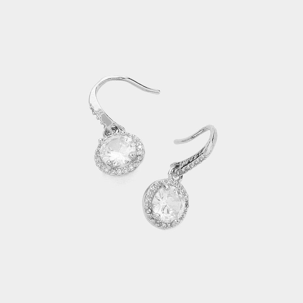 Clear Round CZ Stone Dangle Earrings - Jewelry Store by Erik Rayo