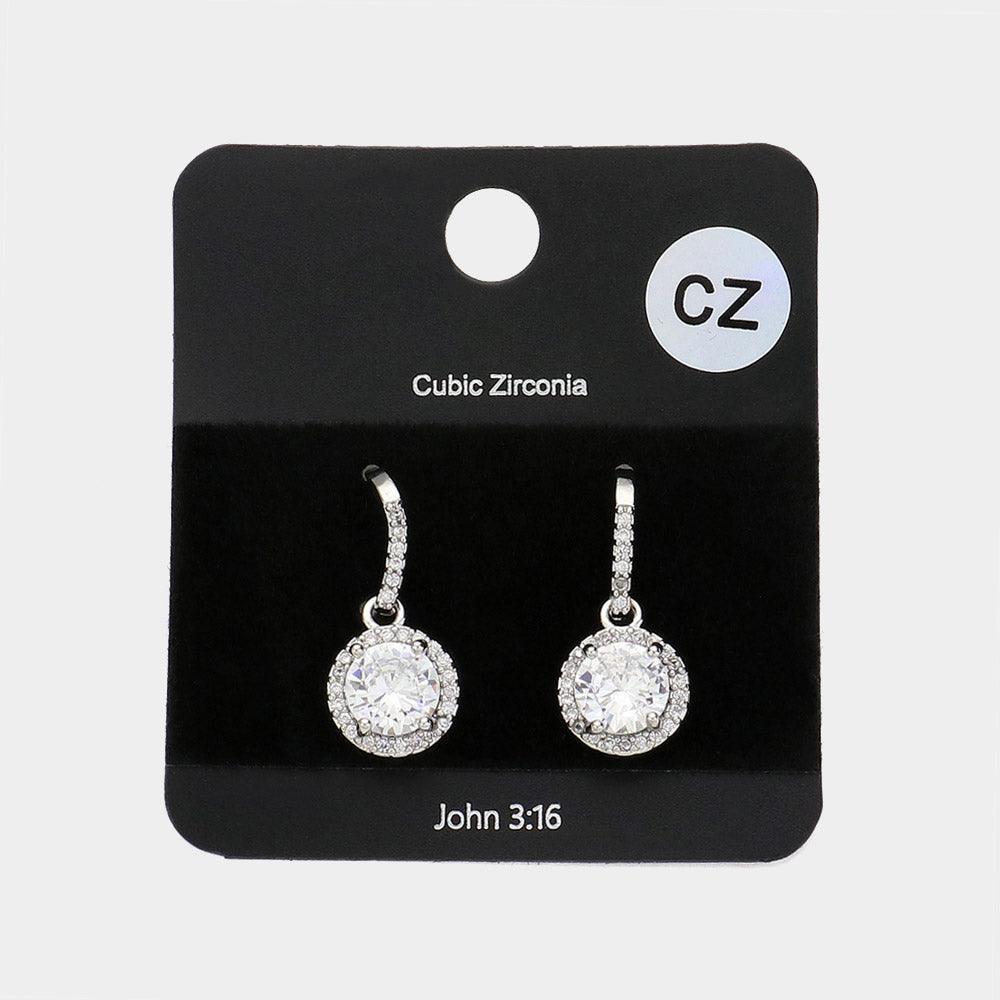 Clear Round CZ Stone Dangle Earrings - Jewelry Store by Erik Rayo