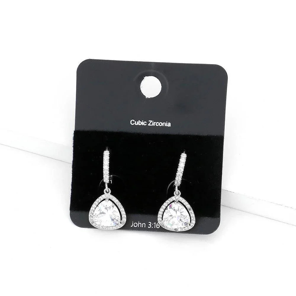 CZ Stone Triangle Evening Huggie Earrings - Jewelry Store by Erik Rayo