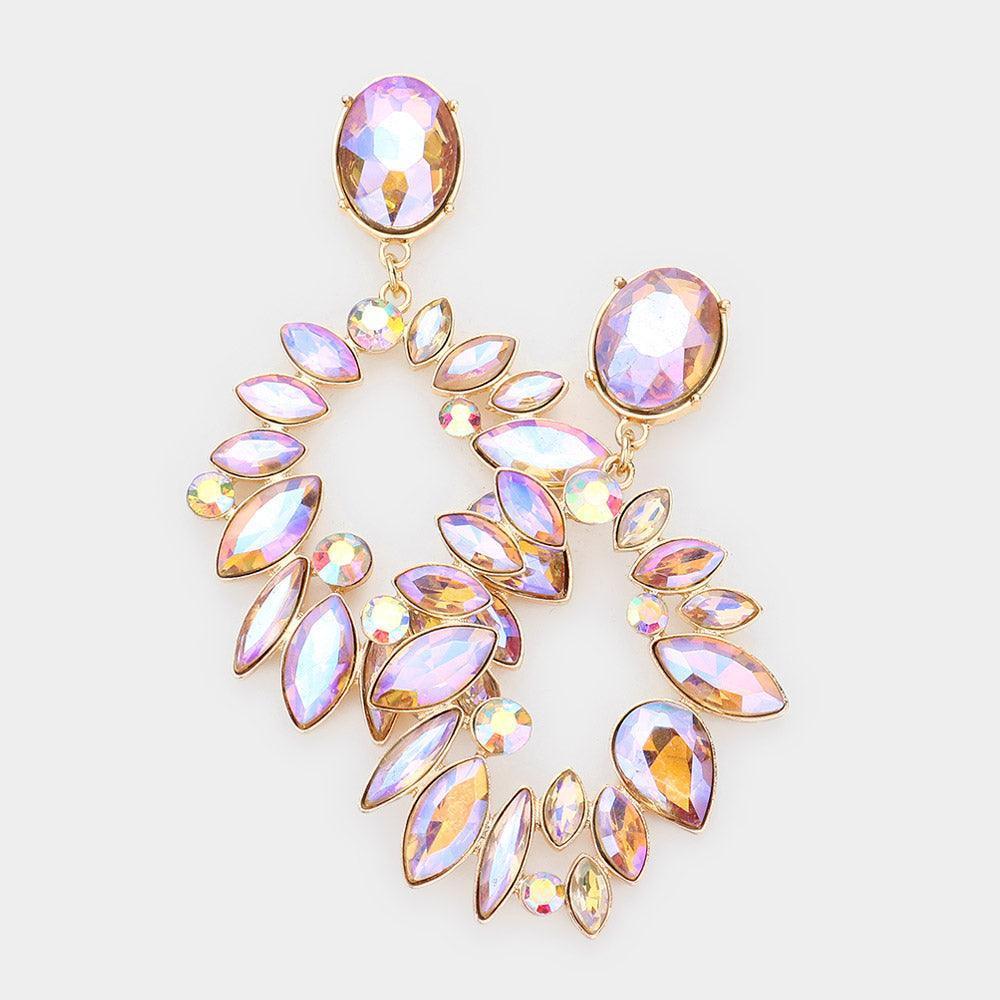 Yellow Marquise Stone Cluster Open Oval Evening Earrings - Jewelry Store by Erik Rayo