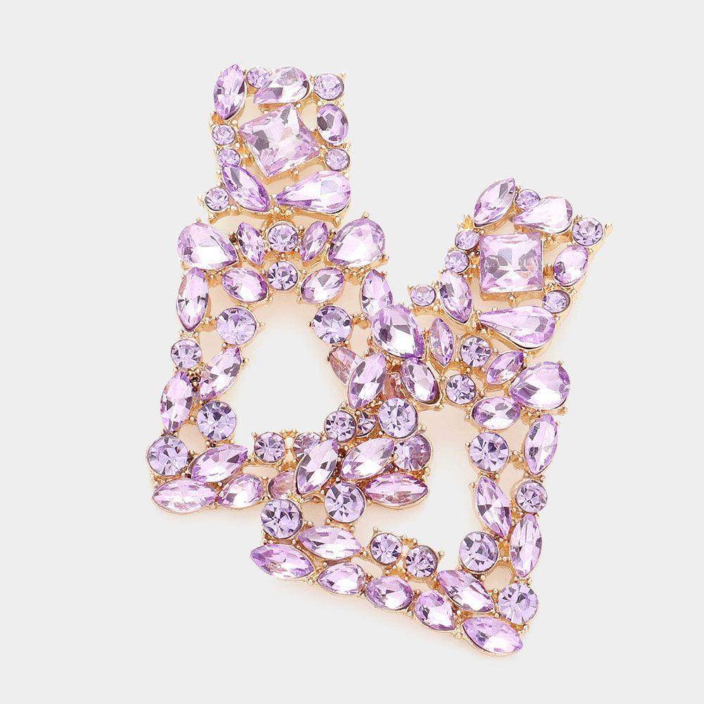 Lavender Marquise Round Stone Cluster Evening Earrings - Jewelry Store by Erik Rayo