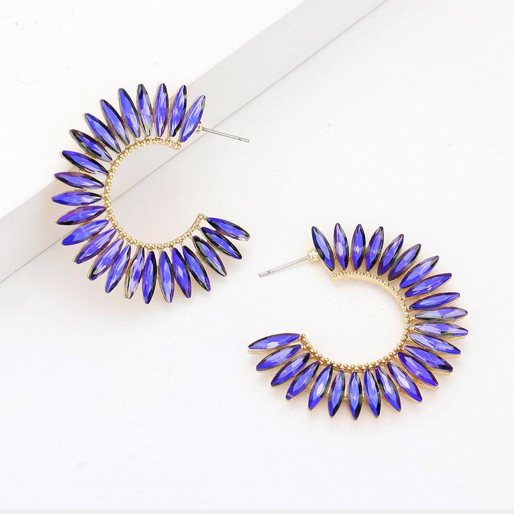 Gold Marquise Stone Around Hoop Evening Earrings - Jewelry Store by Erik Rayo