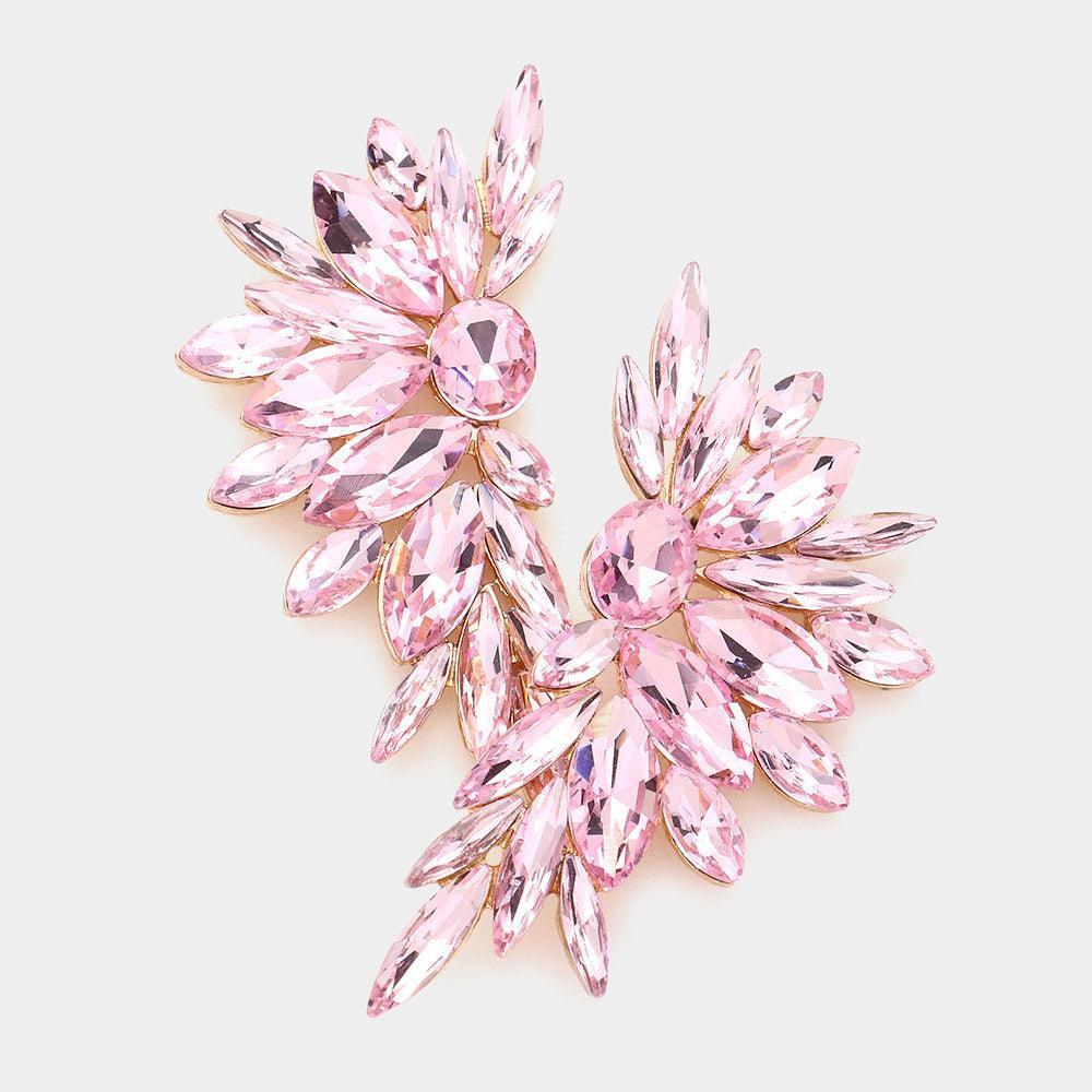 Pink Marquise Stone Cluster Evening Earrings - Jewelry Store by Erik Rayo