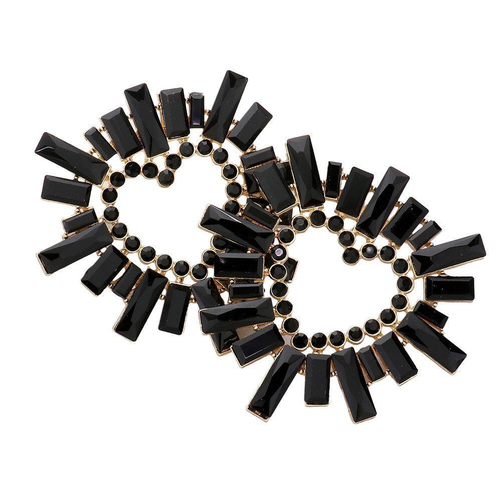 Black Stone Cluster Heart Evening Earrings - Jewelry Store by Erik Rayo