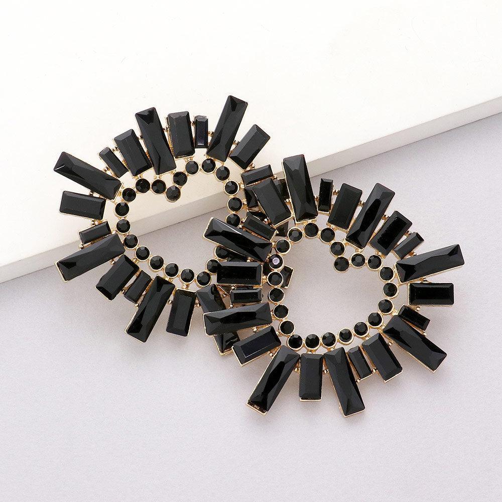 Black Stone Cluster Heart Evening Earrings - Jewelry Store by Erik Rayo