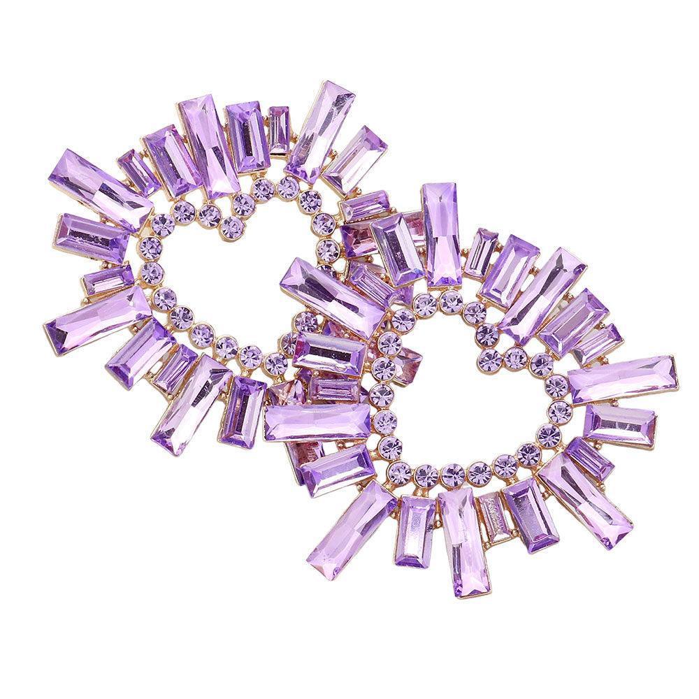 Lavender Stone Cluster Heart Evening Earrings - Jewelry Store by Erik Rayo