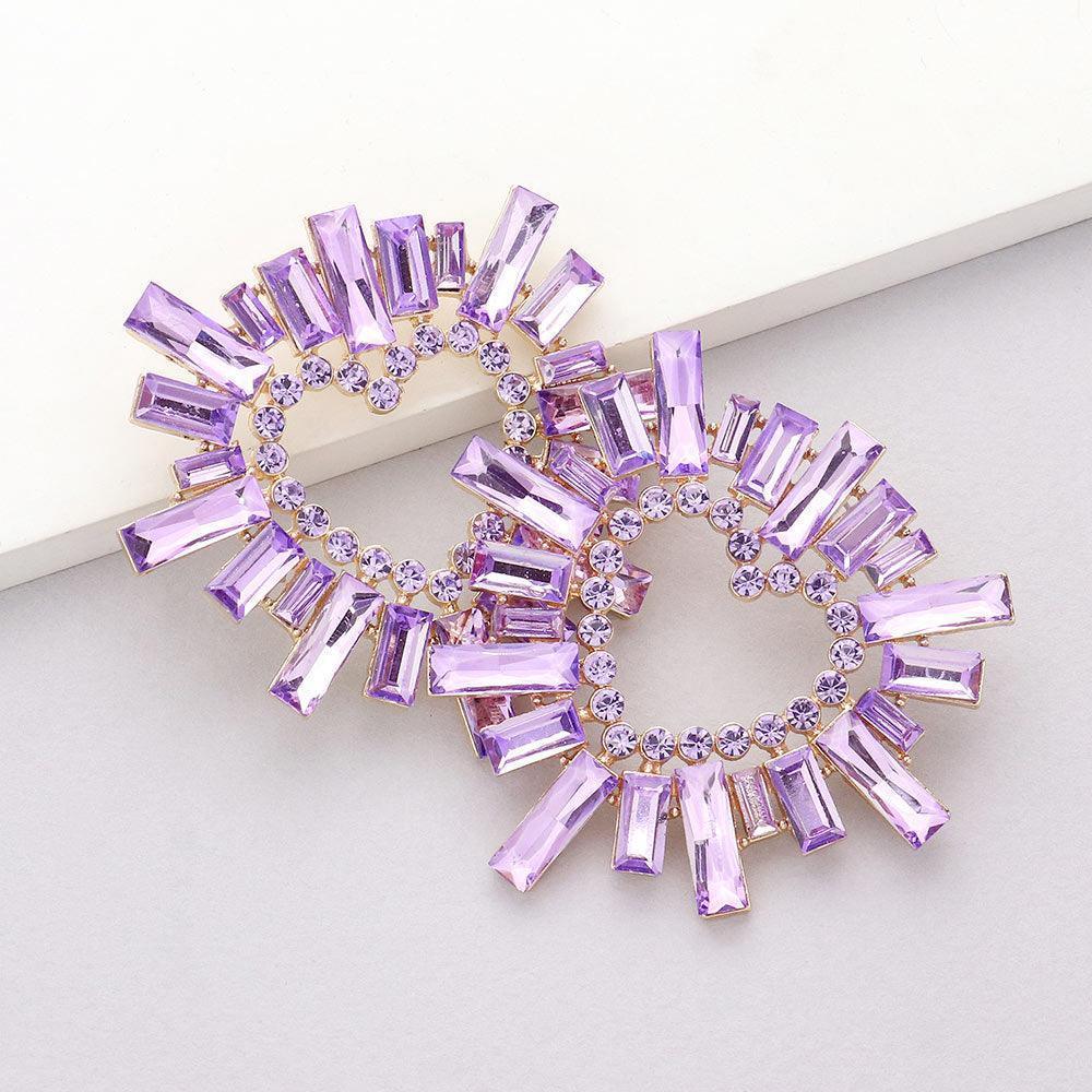 Lavender Stone Cluster Heart Evening Earrings - Jewelry Store by Erik Rayo