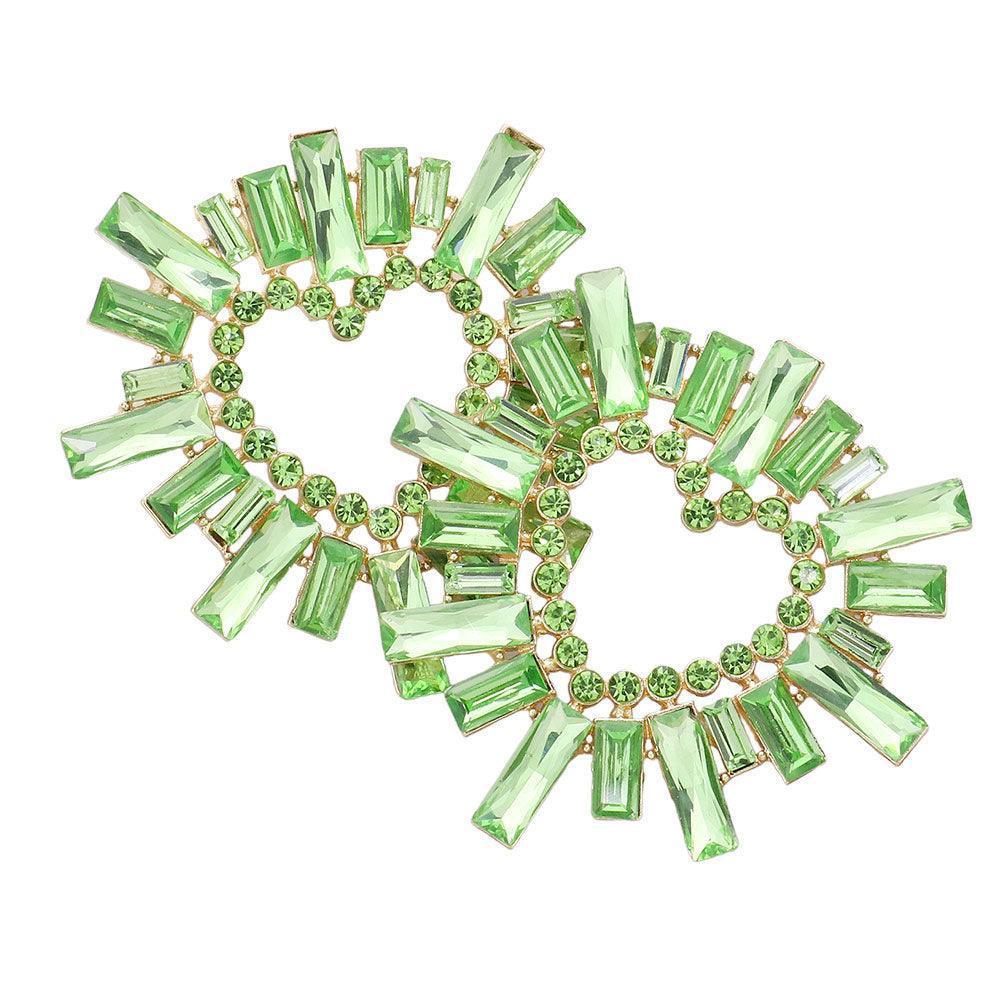 Green Stone Cluster Heart Evening Earrings - Jewelry Store by Erik Rayo