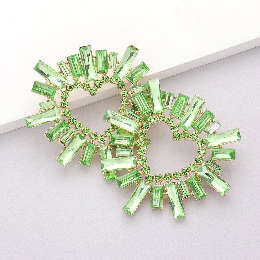 Green Stone Cluster Heart Evening Earrings - Jewelry Store by Erik Rayo