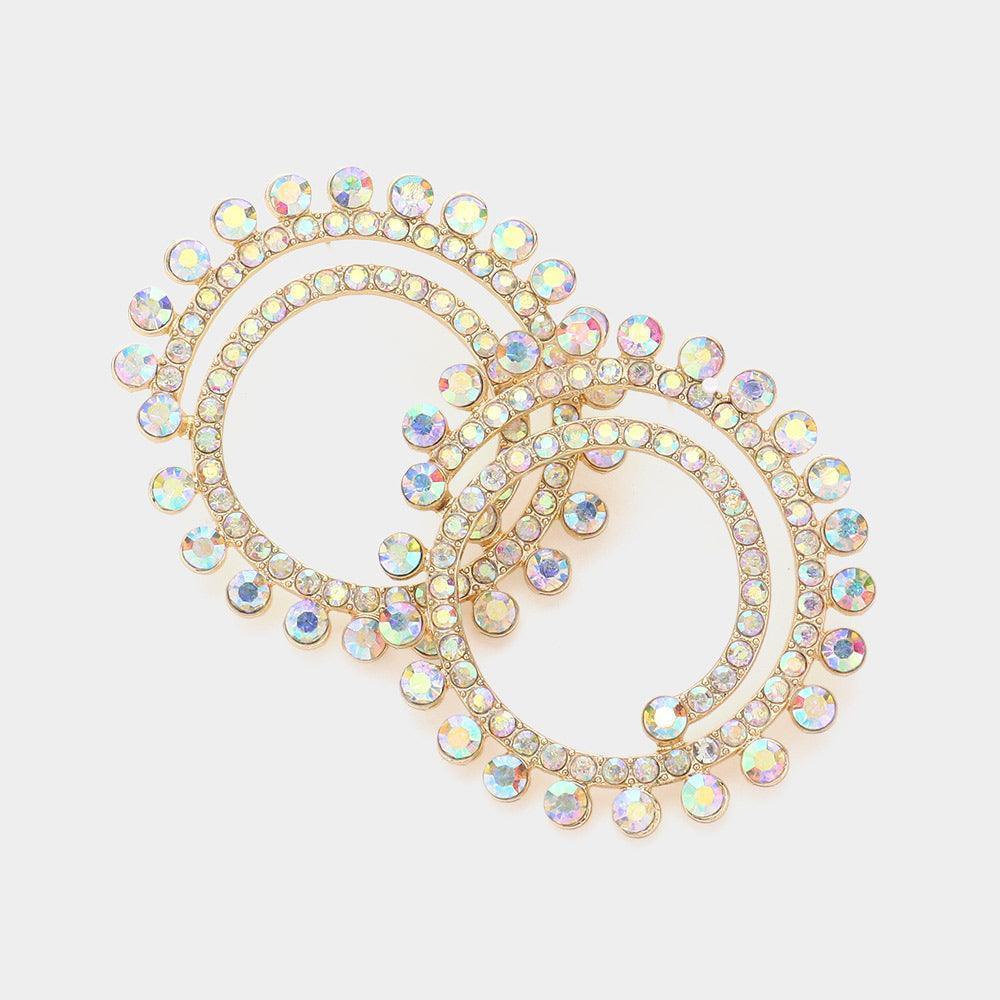Gold Stone Cluster Swirl Round Evening Earrings - Jewelry Store by Erik Rayo