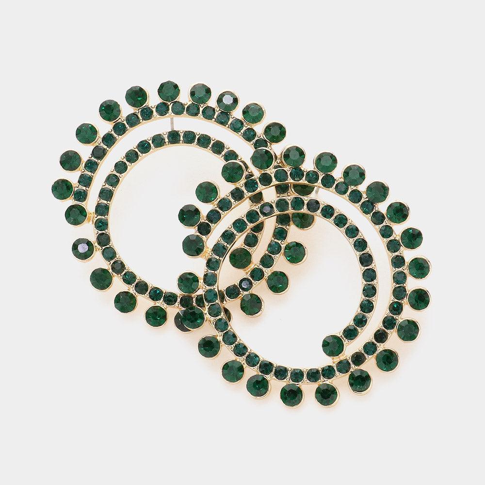 Stone Cluster Swirl Round Evening Earrings - Jewelry Store by Erik Rayo