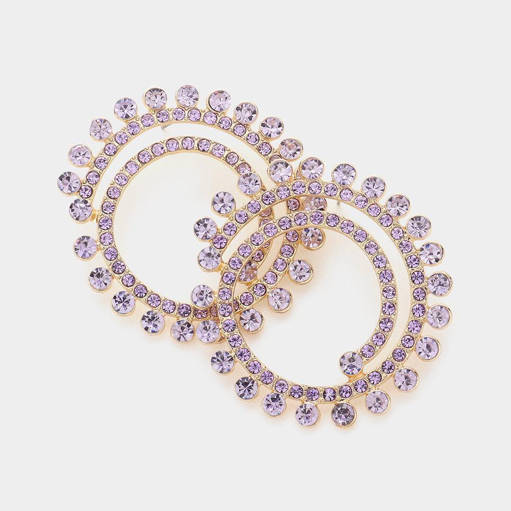 Lavender Stone Cluster Swirl Round Evening Earrings - Jewelry Store by Erik Rayo