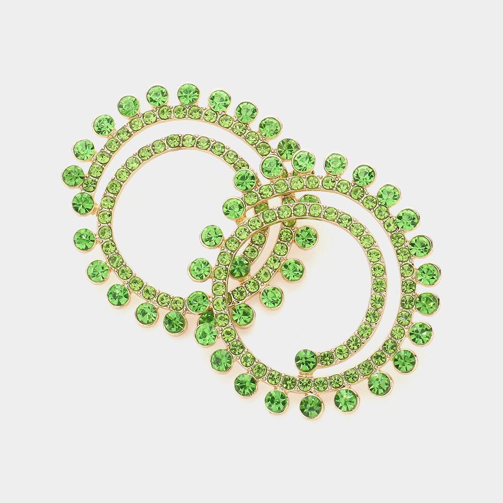 Green Stone Cluster Swirl Round Evening Earrings - Jewelry Store by Erik Rayo