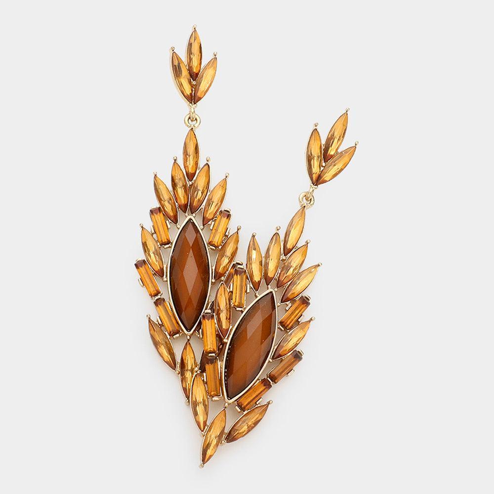Brown Marquise Crystal Evening Earrings - Jewelry Store by Erik Rayo