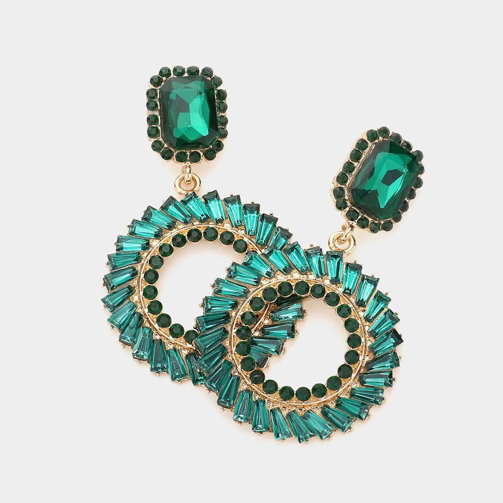 Stone Cluster Open Round Link Dangle Evening Earrings - Jewelry Store by Erik Rayo