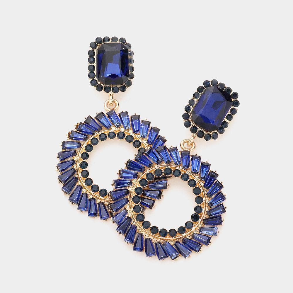 Stone Cluster Open Round Link Dangle Evening Earrings - Jewelry Store by Erik Rayo