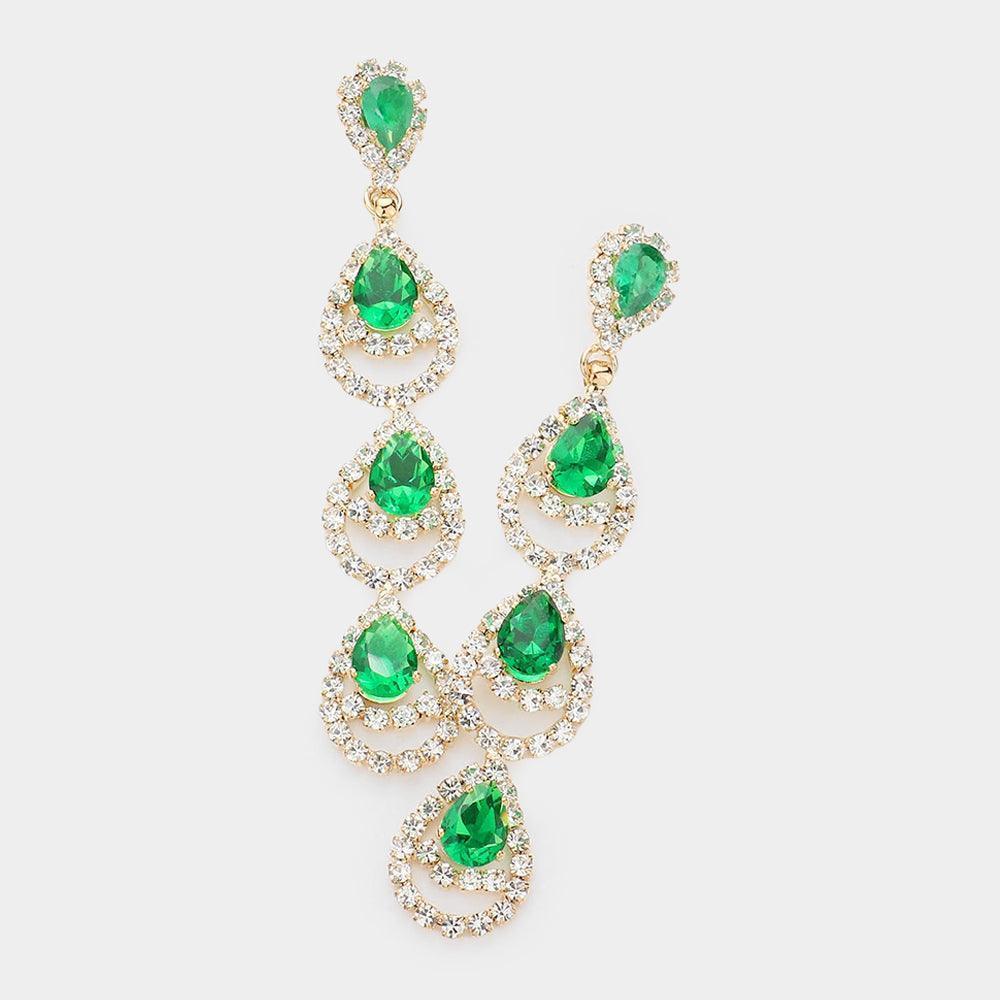 CZ Teardrop Stone Accented Link Dangle Evening Earrings - Jewelry Store by Erik Rayo