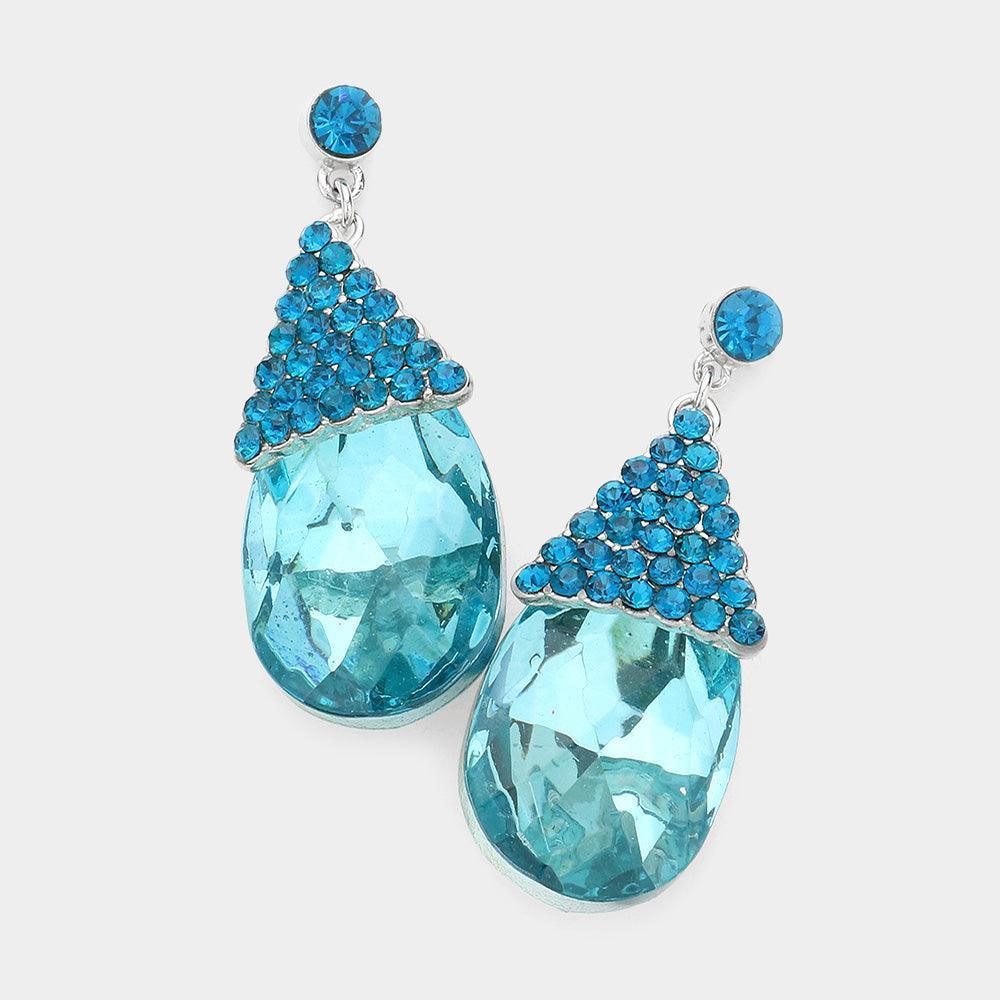 Blue Teardrop Dangle Evening Earrings - Jewelry Store by Erik Rayo