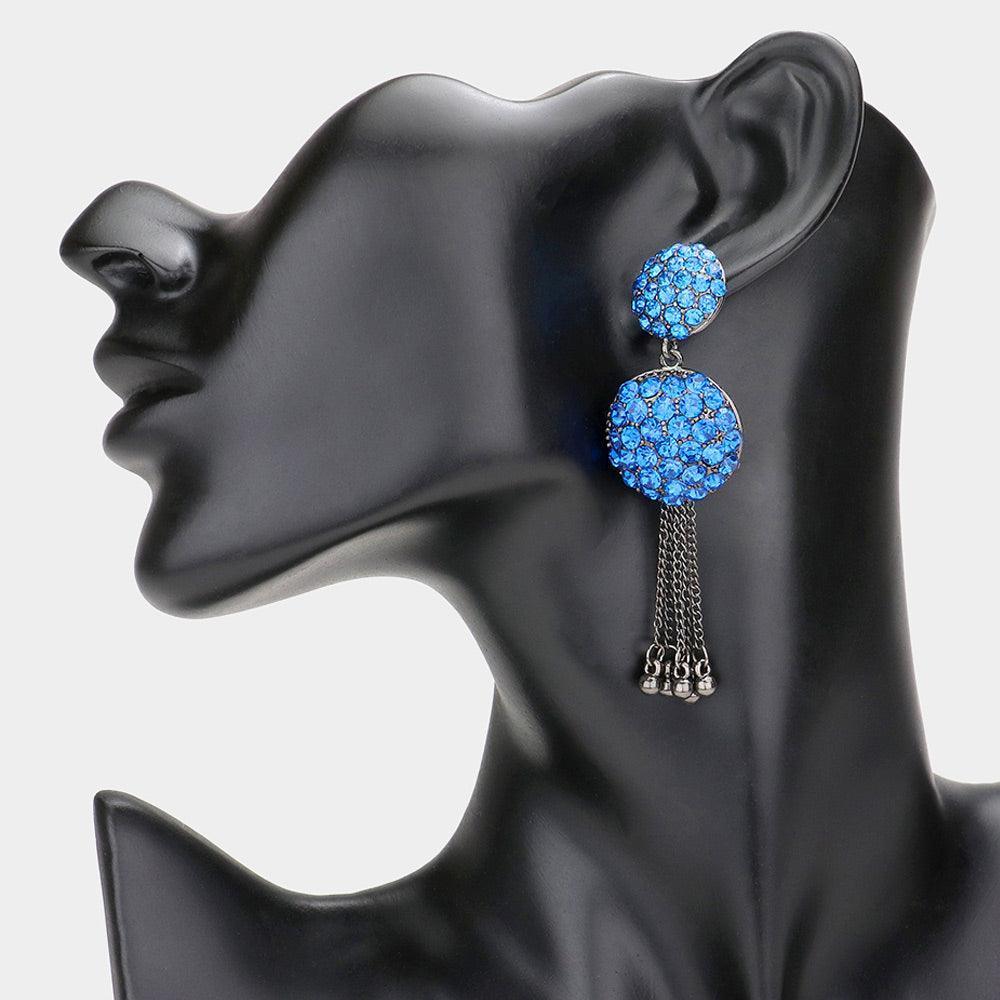 Blue Bubble Stone Embellished Evening Earrings - Jewelry Store by Erik Rayo