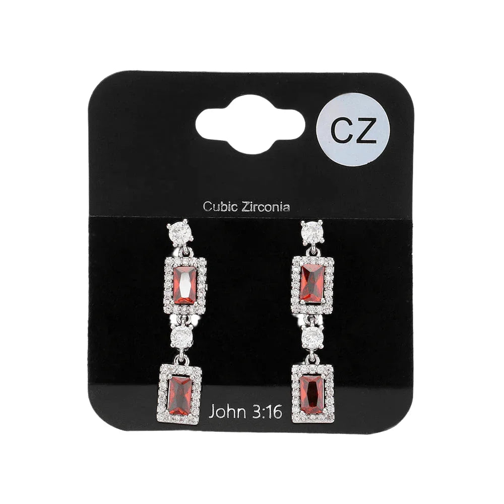 Silver CZ Stone Cluster Dangle Evening Earrings - Jewelry Store by Erik Rayo