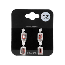 Load image into Gallery viewer, Silver CZ Stone Cluster Dangle Evening Earrings
