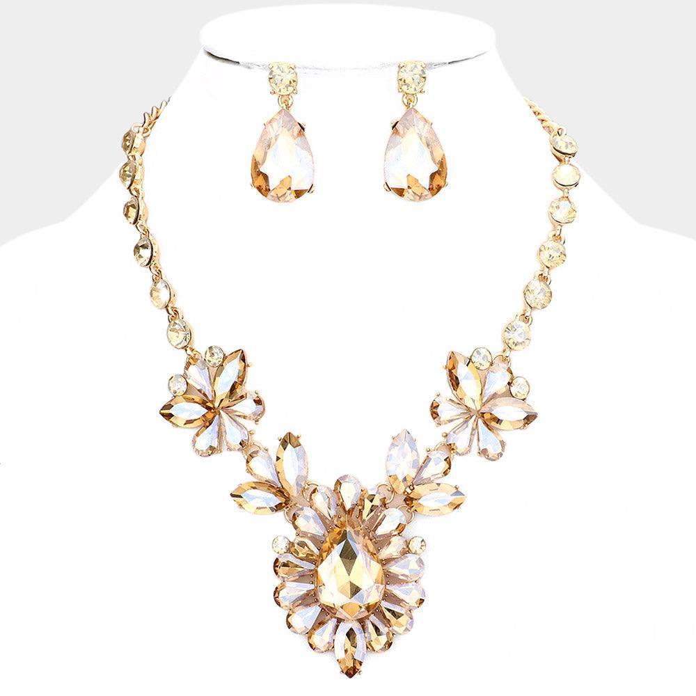 Teardrop Stone Cluster Evening Necklace - Jewelry Store by Erik Rayo