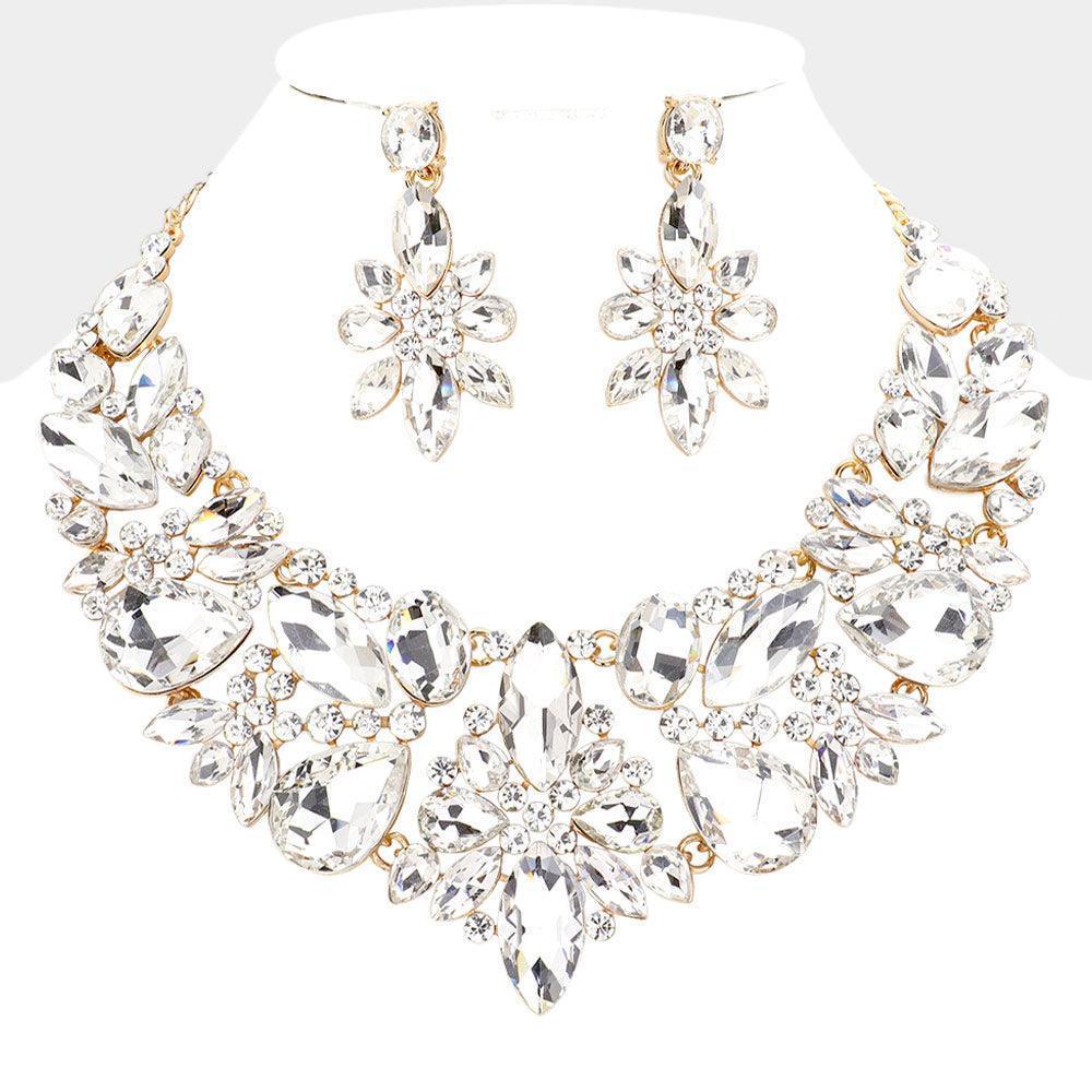 Gold Multi Stone Cluster Evening Necklace - Jewelry Store by Erik Rayo