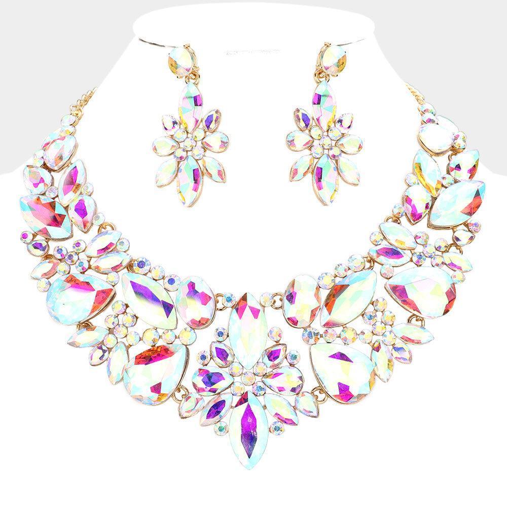 Gold Multi Stone Cluster Evening Necklace - Jewelry Store by Erik Rayo