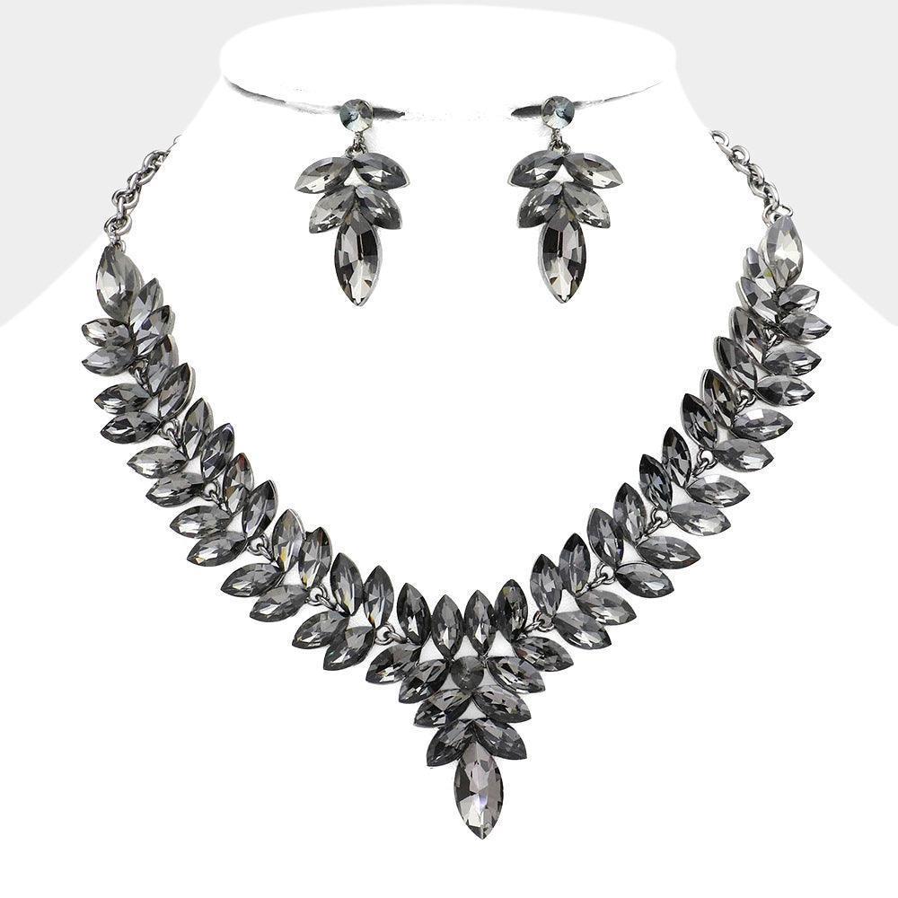 Black Marquise Stone Cluster Evening Necklace - Jewelry Store by Erik Rayo