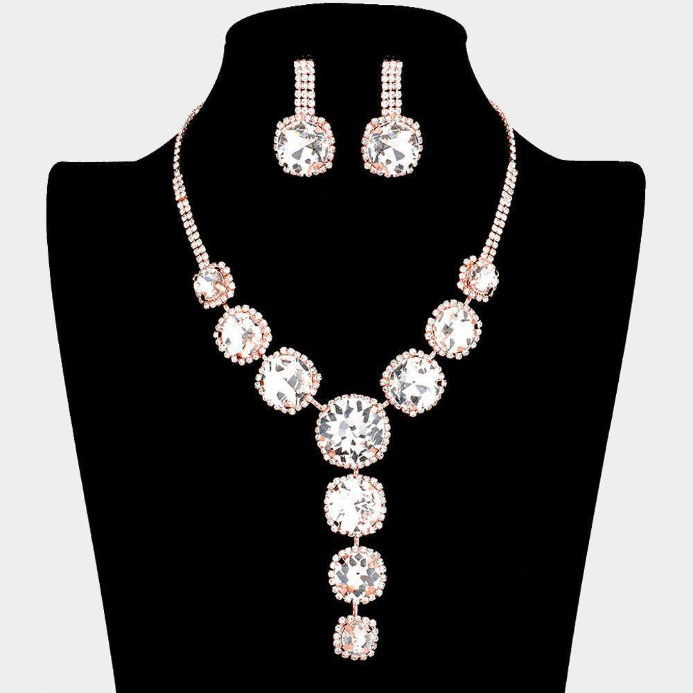 Rose Gold Round Stone Accented Evening Necklace - Jewelry Store by Erik Rayo