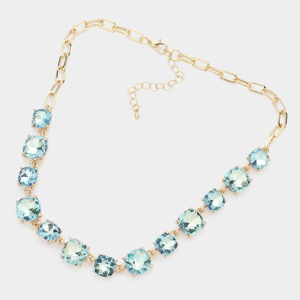 Cushion Square Stone Link Evening Necklace - Jewelry Store by Erik Rayo