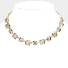 Load image into Gallery viewer, Black Cushion Square Stone Link Evening Necklace
