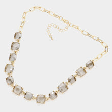 Load image into Gallery viewer, Black Cushion Square Stone Link Evening Necklace
