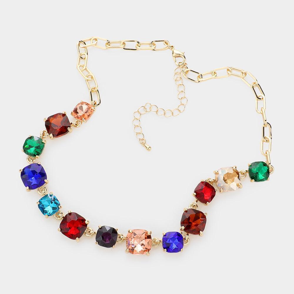 Cushion Square Stone Link Evening Necklace - Jewelry Store by Erik Rayo