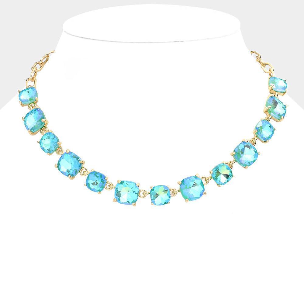 Cushion Square Stone Link Evening Necklace - Jewelry Store by Erik Rayo