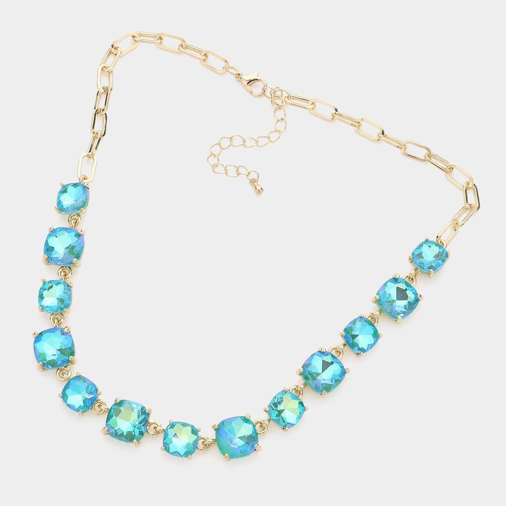 Cushion Square Stone Link Evening Necklace - Jewelry Store by Erik Rayo