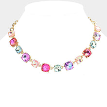 Load image into Gallery viewer, Cushion Square Stone Link Evening Necklace
