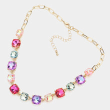 Load image into Gallery viewer, Cushion Square Stone Link Evening Necklace
