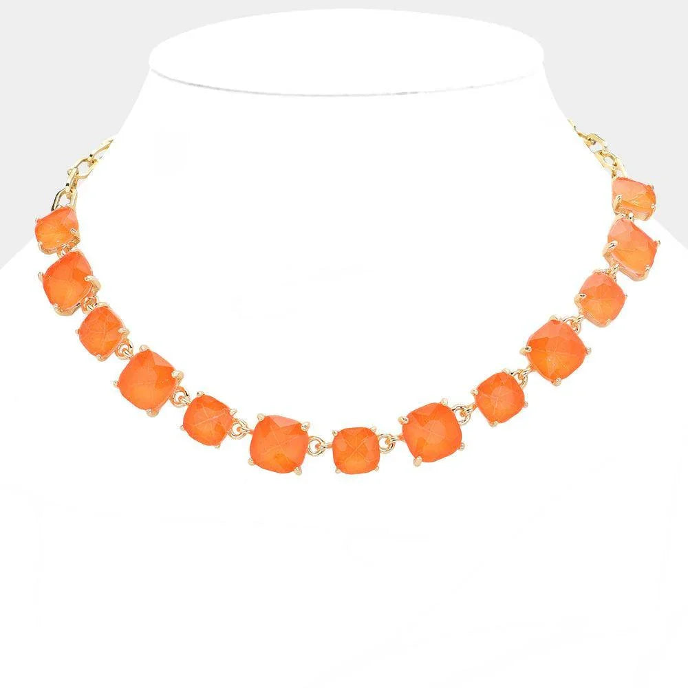 Cushion Square Stone Link Evening Necklace - Jewelry Store by Erik Rayo