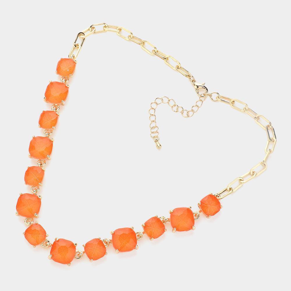 Cushion Square Stone Link Evening Necklace - Jewelry Store by Erik Rayo