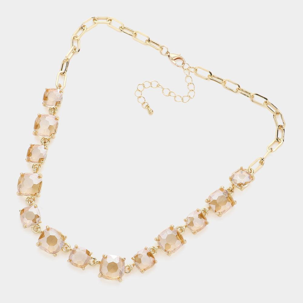 Cushion Square Stone Link Evening Necklace - Jewelry Store by Erik Rayo