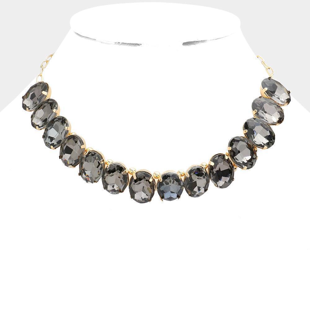 Black Oval Stone Evening Necklace - Jewelry Store by Erik Rayo