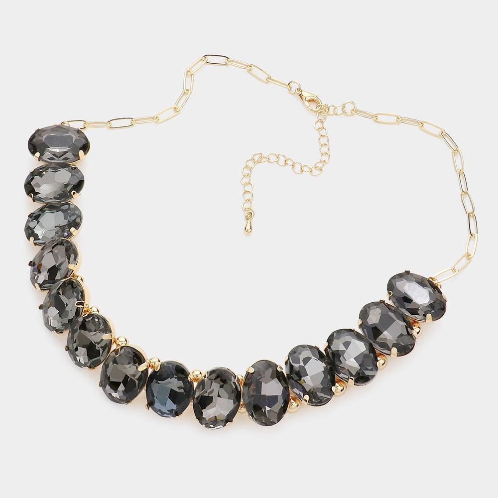 Black Oval Stone Evening Necklace - Jewelry Store by Erik Rayo