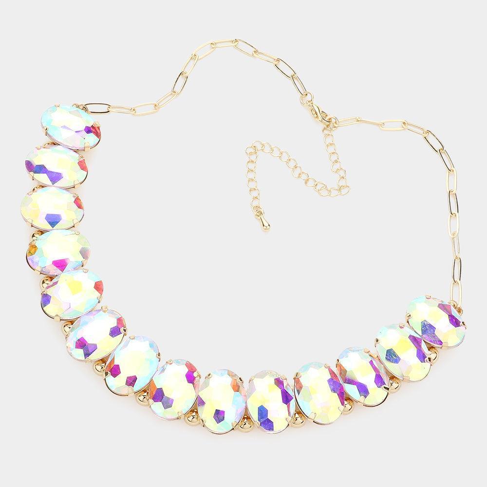 Gold Oval Stone Evening Necklace - Jewelry Store by Erik Rayo
