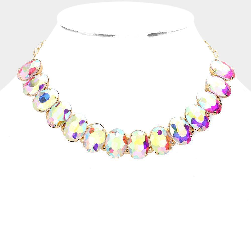 Gold Oval Stone Evening Necklace - Jewelry Store by Erik Rayo