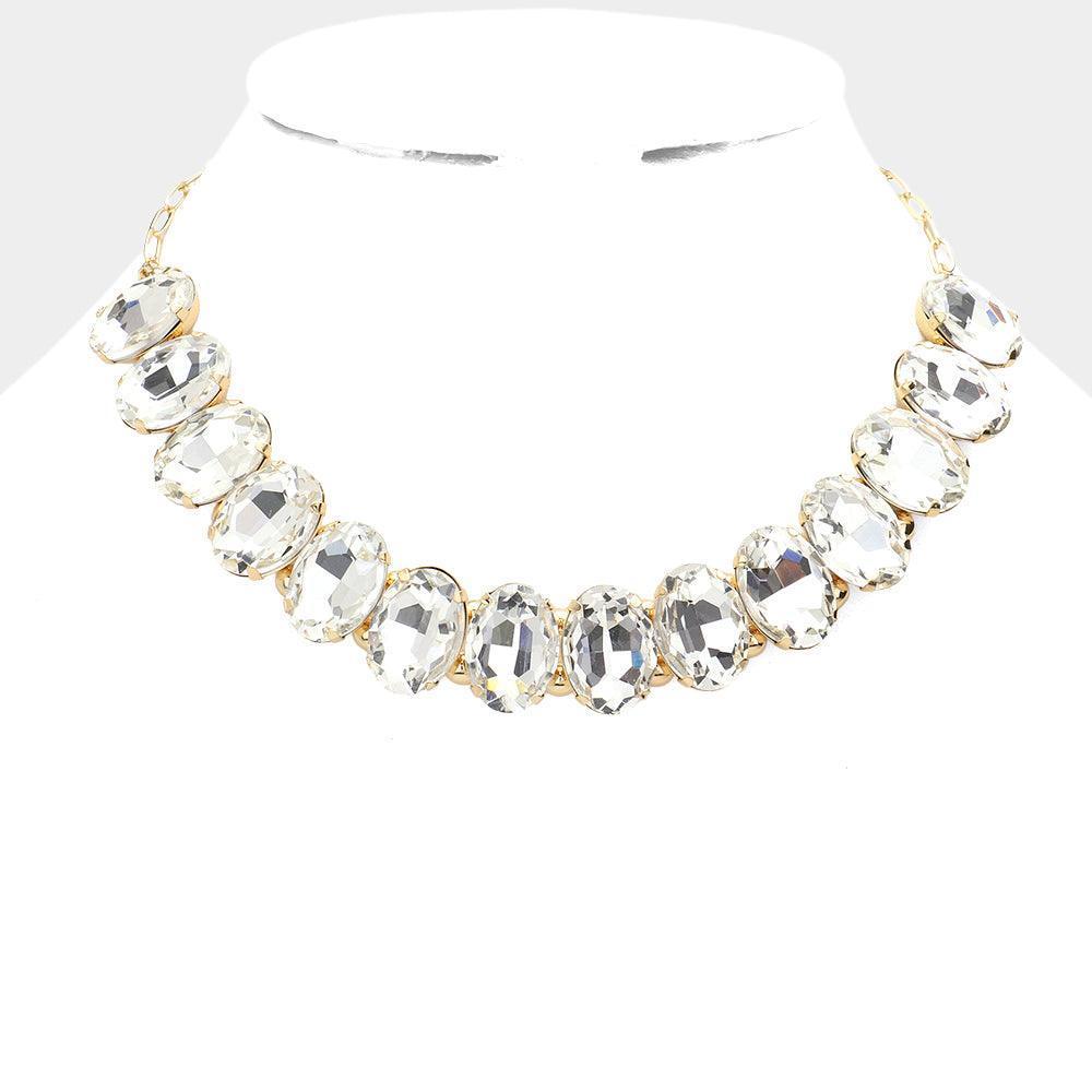 Gold Oval Stone Evening Necklace - Jewelry Store by Erik Rayo