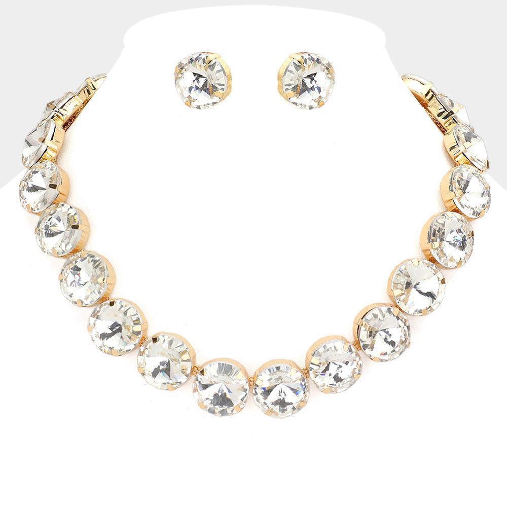 Gold Round Stone Link Evening Necklace - Jewelry Store by Erik Rayo