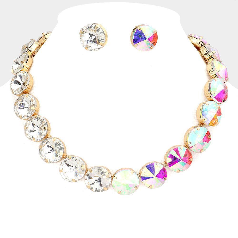 Gold Round Stone Link Evening Necklace - Jewelry Store by Erik Rayo