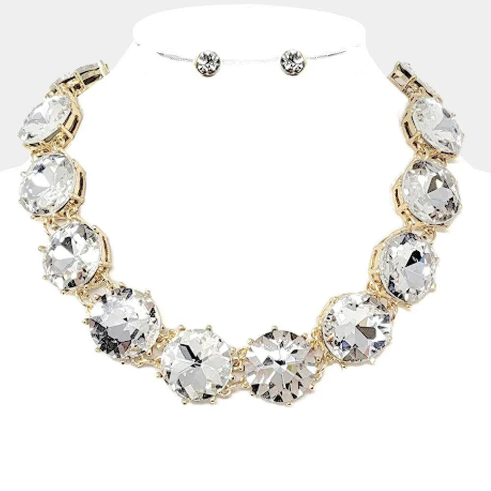 Gold Round Stone Link Evening Necklace - Jewelry Store by Erik Rayo
